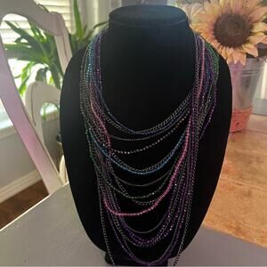 Beaded Multi Chain Layered Necklace